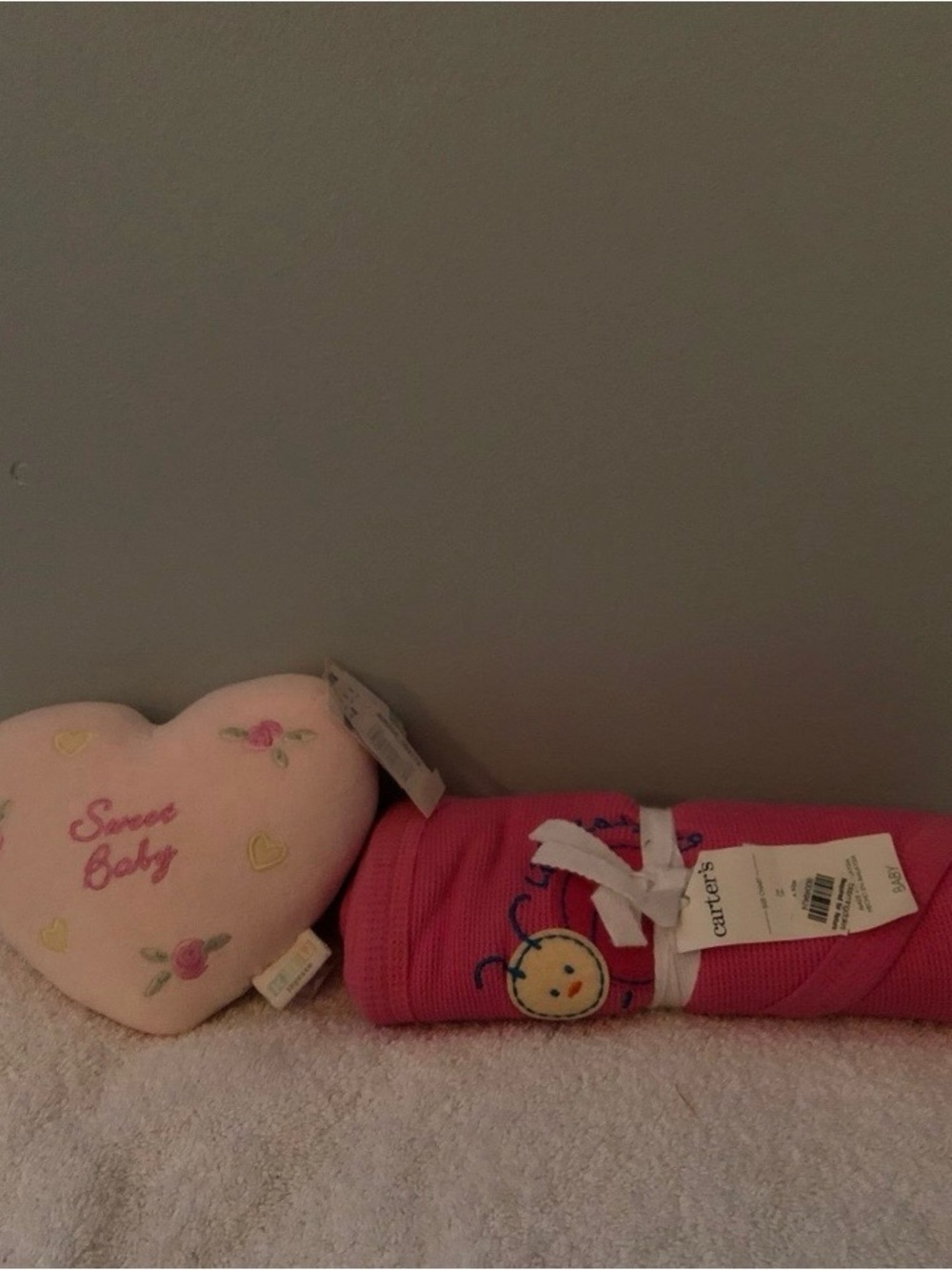 Carter's Pink Baby Blanket  Cheerful Bug Embroidery & Free Heart Rattle